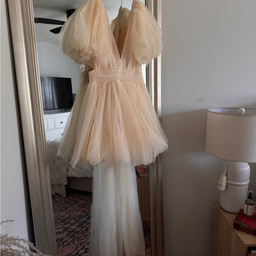 American Threads Adrienne Tulle Bow Train Dress